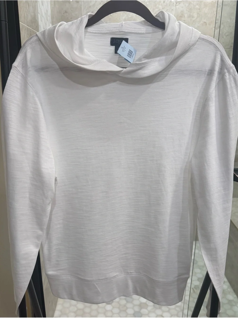 J. Crew White Lightweight Hooded Sweatshirt